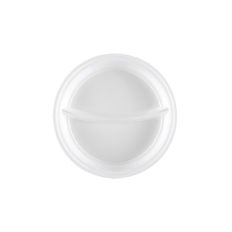 Assiettes rondes blanches 2 compartimentsx100